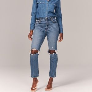 Abercrombie & Fitch Curve Love Ultra High Rise Ankle Straight Jeans